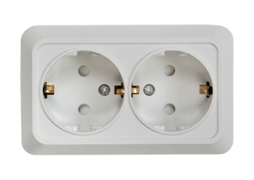 Розетка накладная с заземлением ASD Bolleto 7128 2-м. белый картинка